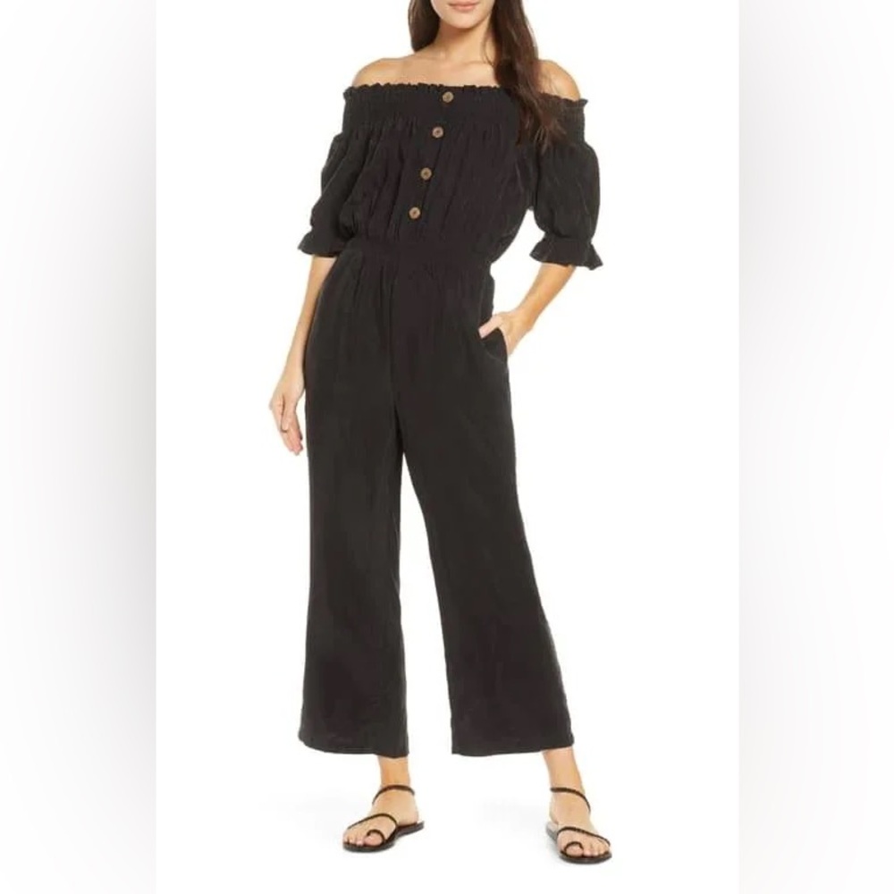 Sancia The Jaione Off The Shoulder Cupro Jumpsuit Small